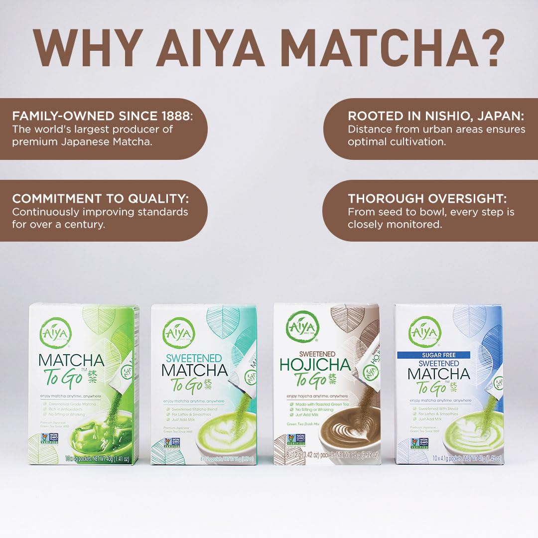 Aiya Sweetened Hojicha To Go Sticks (8 Count)