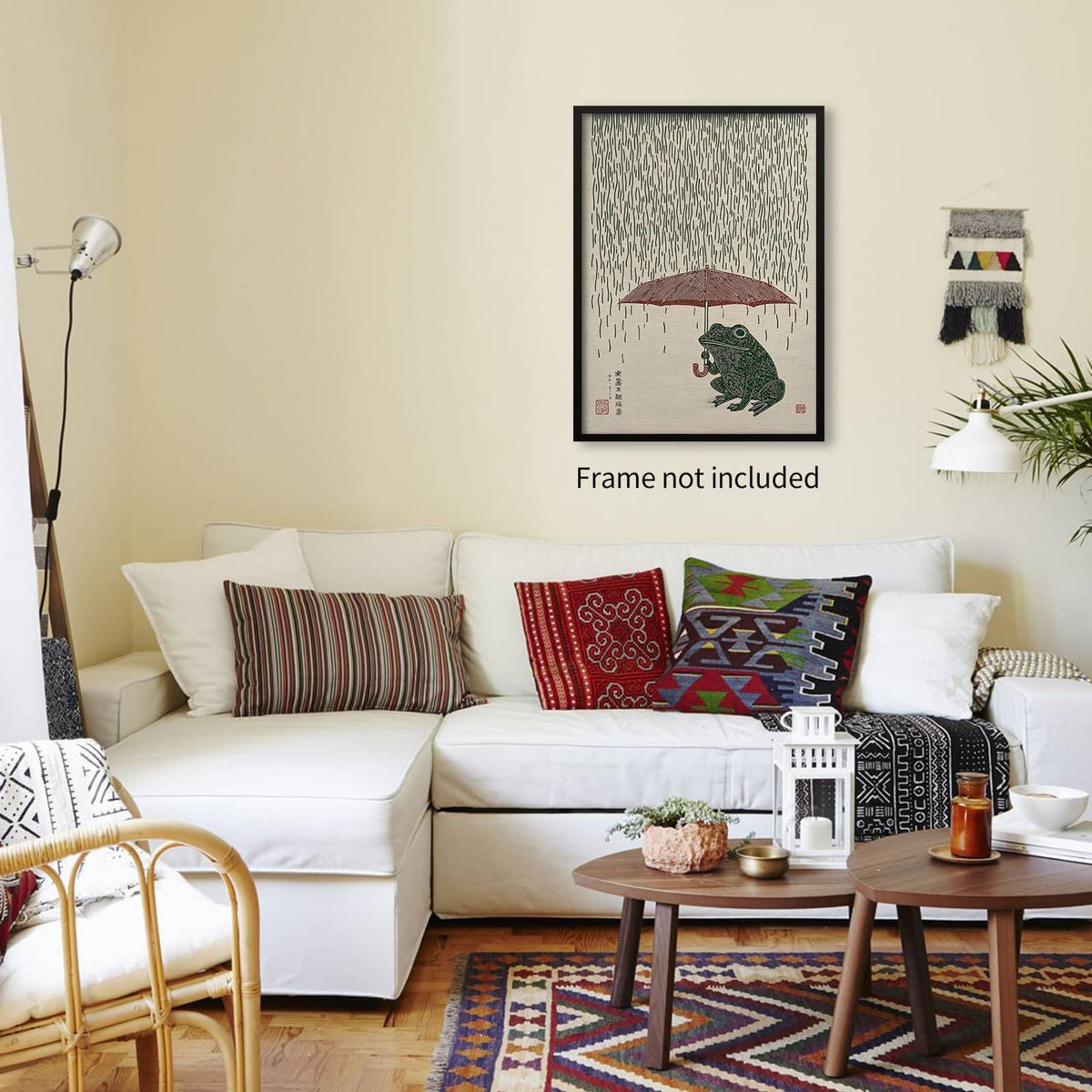 Vintage Japanese Canvas Wall Art Whimsical Frog with Umbrella Posters Cute Japan Animal Picture Painting Minimalist Asia Aesthetic Prints for Japanese Living Room Bedroom Office 16x24in Unframed (Unframed / Japanese Frog Poster / 24"L x 16"W)
