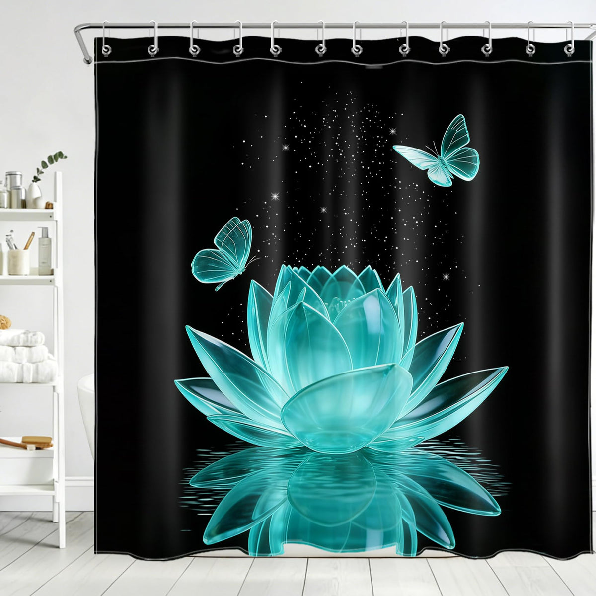 Teal Water Lily Shower Curtain for Bathroom (Teal / 72"W x 72"L (Pack of 1))