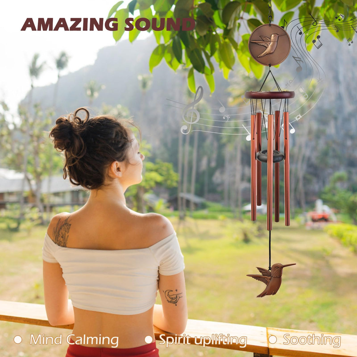 Hummingbird Wind Chimes for Outside (32inch)
