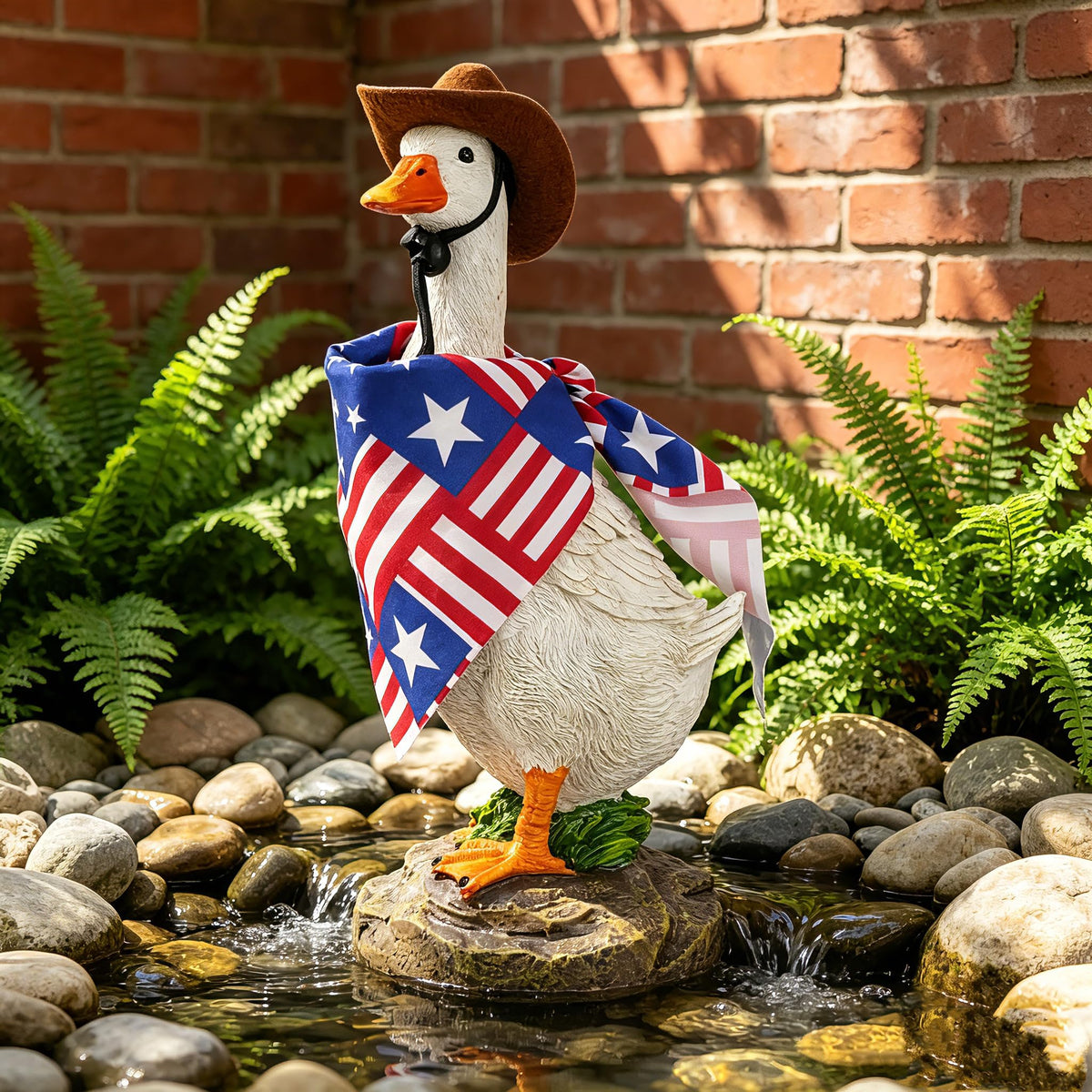 USA Duck Decor Statue for Independence Day (Blue)