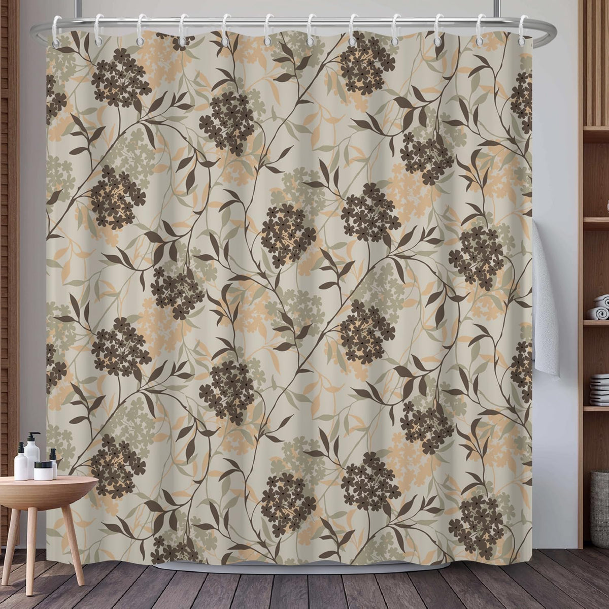 Botanical Shower Curtain with Hooks (Vintage Botanical)
