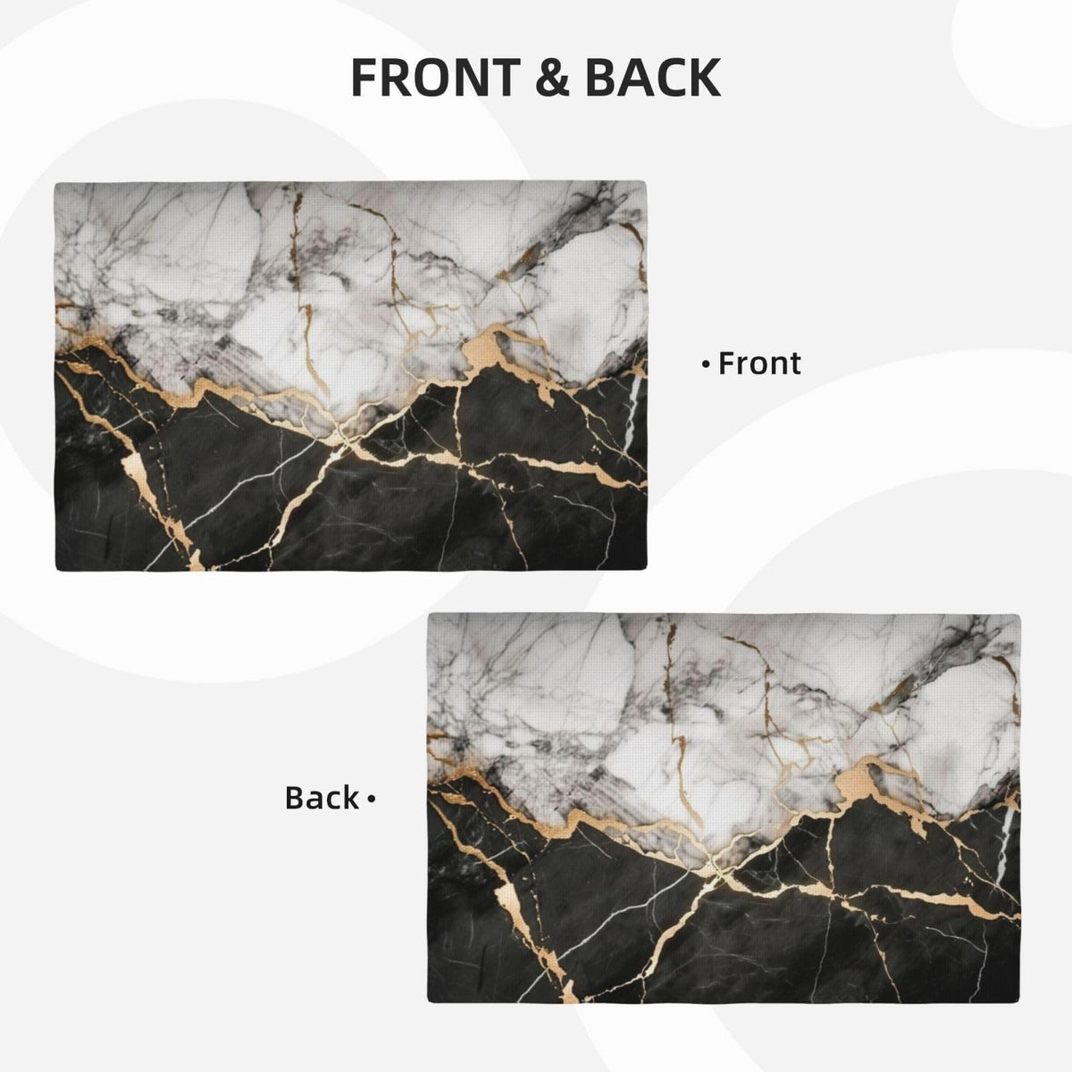 Black White Gold Marble Place Mat Set of 4 Pieces Heat (4PCS / Black White Gold Marble)