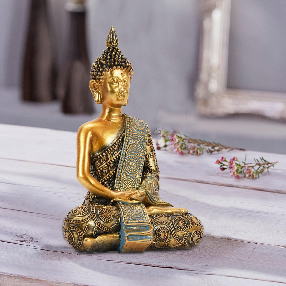 Meditating Seated Thai Buddha Statue (Gold Thai)