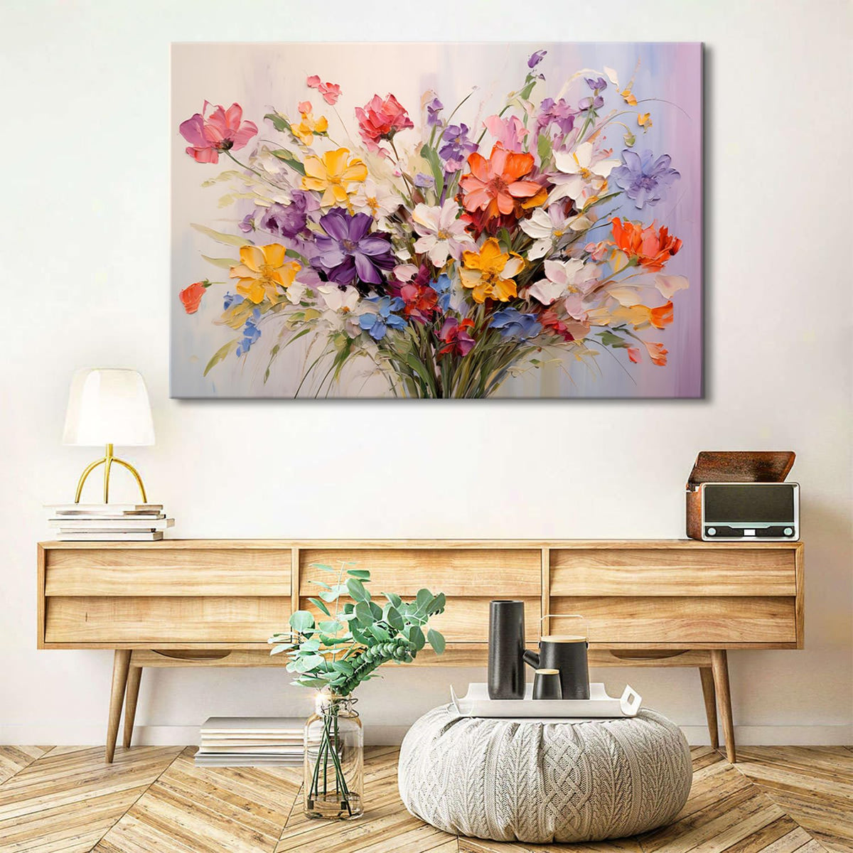 Large Colorful Flower Canvas Wall Art Daisy Poppy Picture Wildflower Wall Decor for Bedroom Abstract Nature Botanical Painting Prints Watercolor Floral Poster Artwork Living Room Decoration 32x48" (48"L x 32"W / Flower)