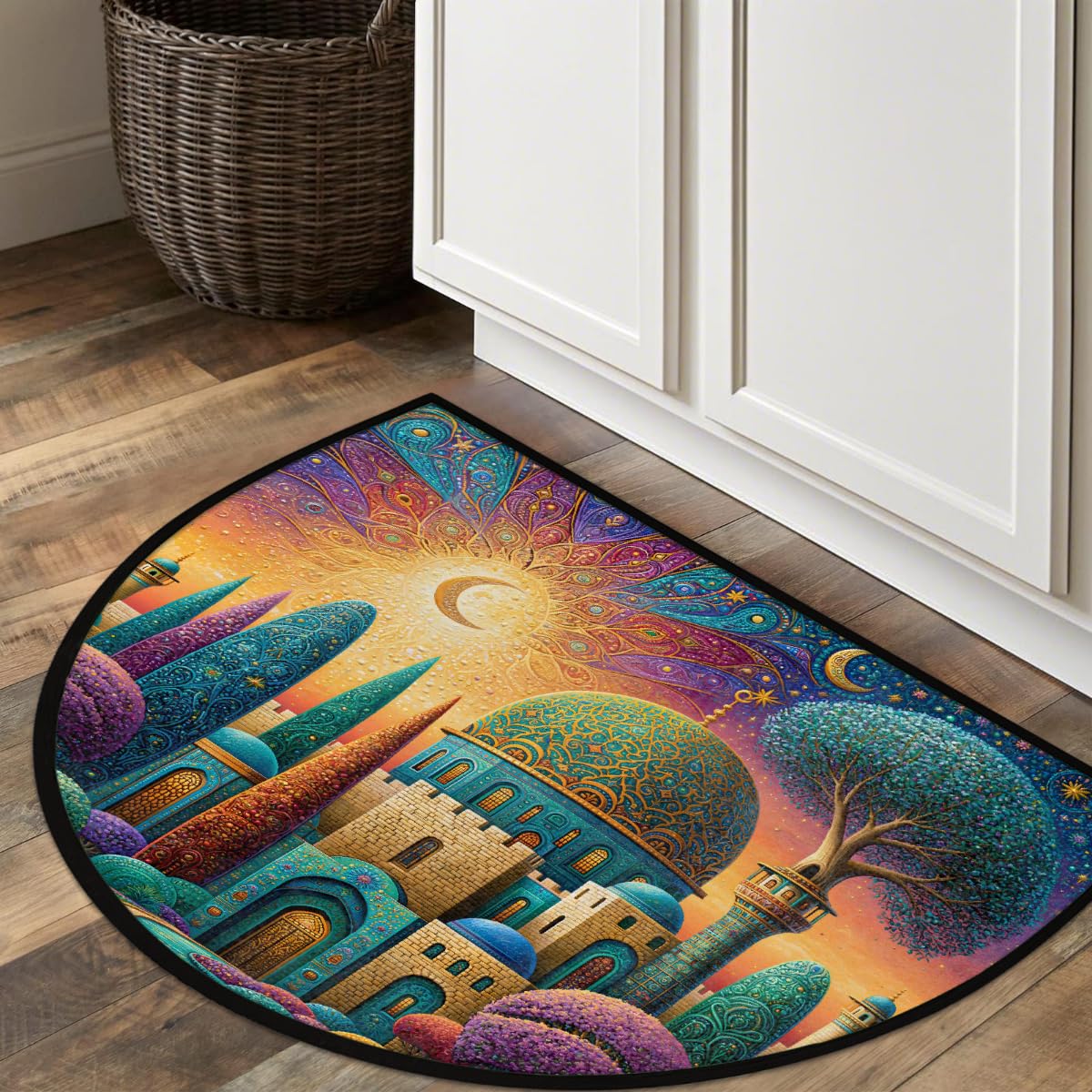 Art Half Round Rug Half Moon Door Mat Half Circle Rugs (B:d-color 5)