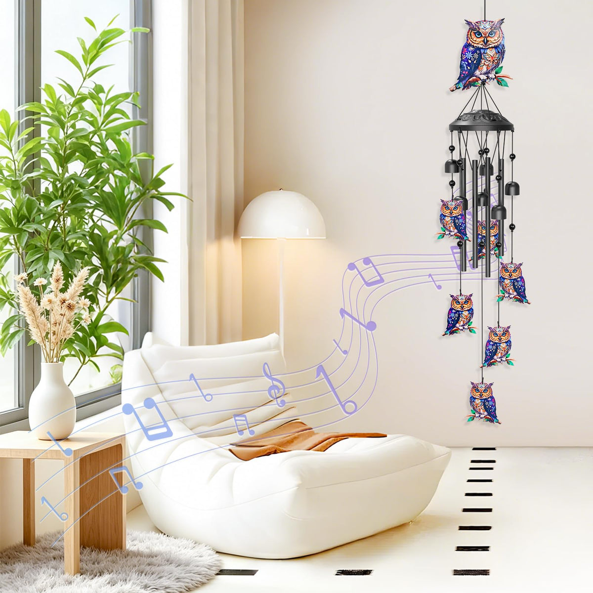 35" Wind Chimes for Outside (Owl)