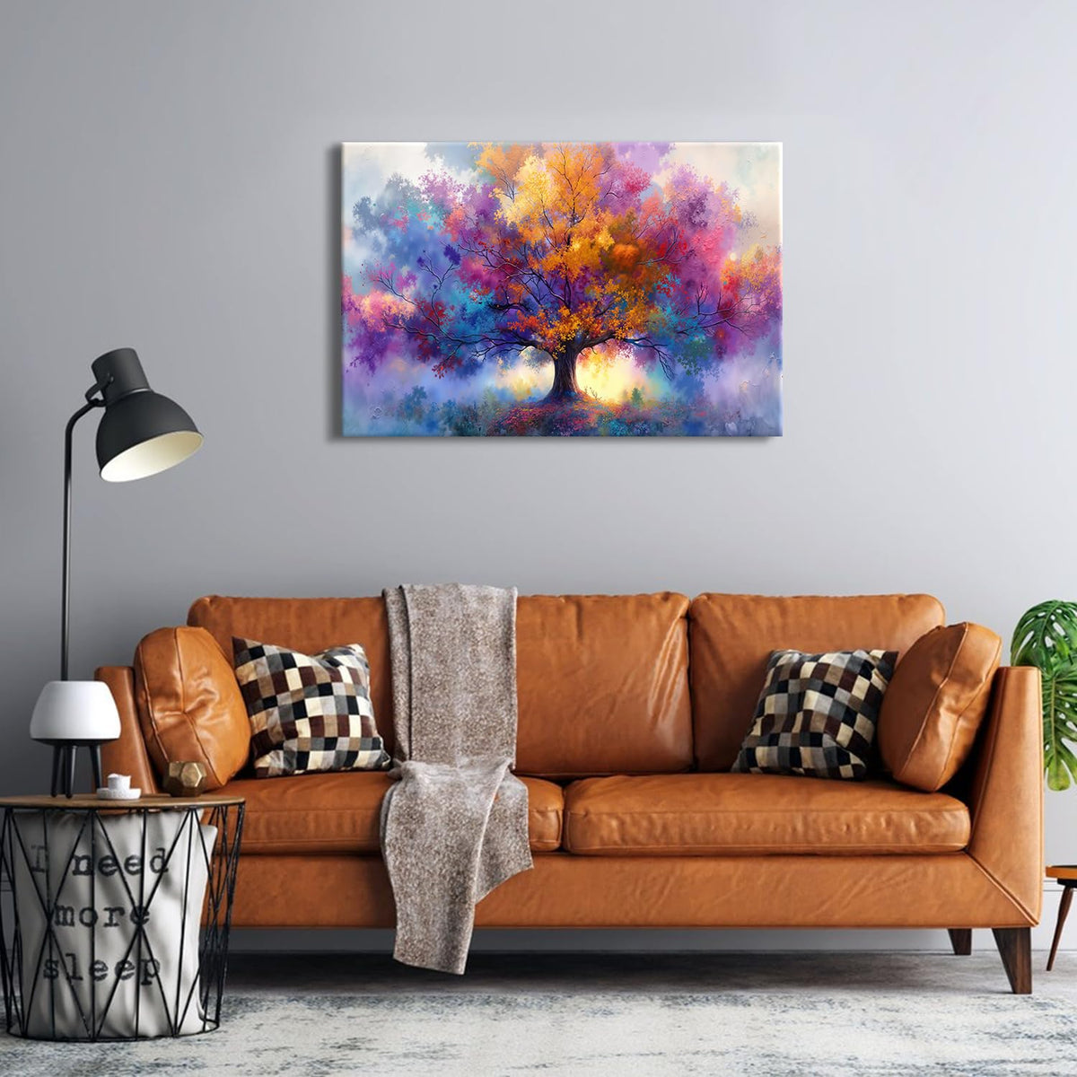 Vibrant Tree of Life Wall Art Colorful Framed Tree Canvas Prints for Living Room Abstract Nature Flowers Trees Canvas Artwork Watercolor Paintings Artwork for Bedroom Kitchen Home Decoration 24x36 (36"L x 24"W / Tree of Life)