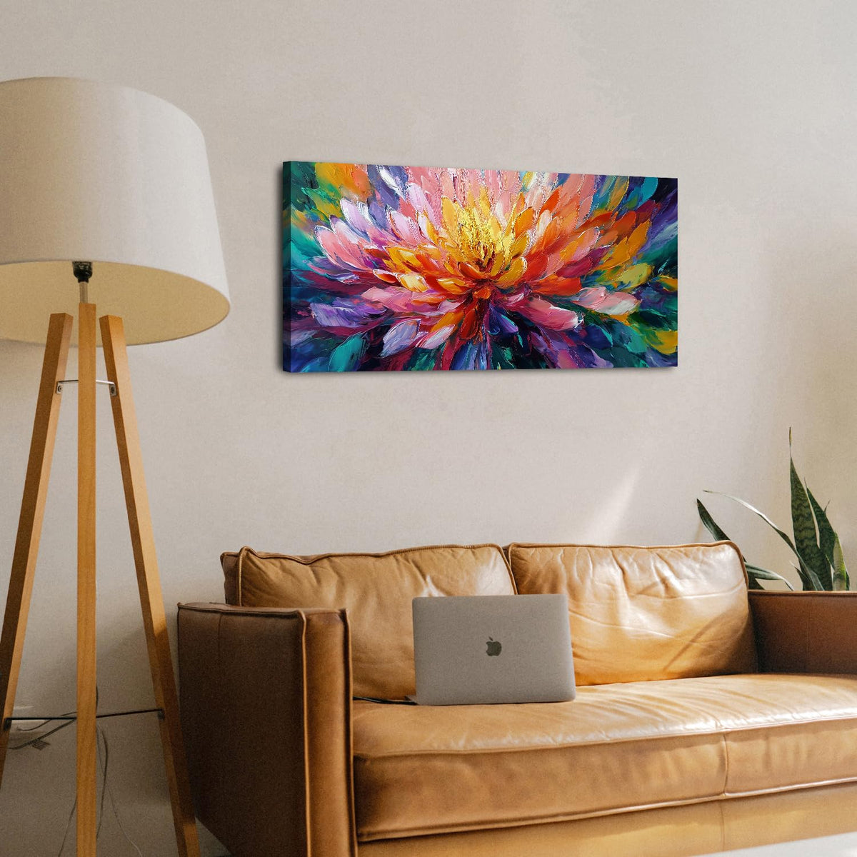 Abstract Lotus Wall Art Zen Wall Decor Large Colorful Lotus Flower Pictures for Bedroom Yoga Spa Abstract Bloom Floral Canvas Prints Meditation Spiritual Artwork Living Room Office Decorations 20x40" (40"L x 20"W / Lotus)