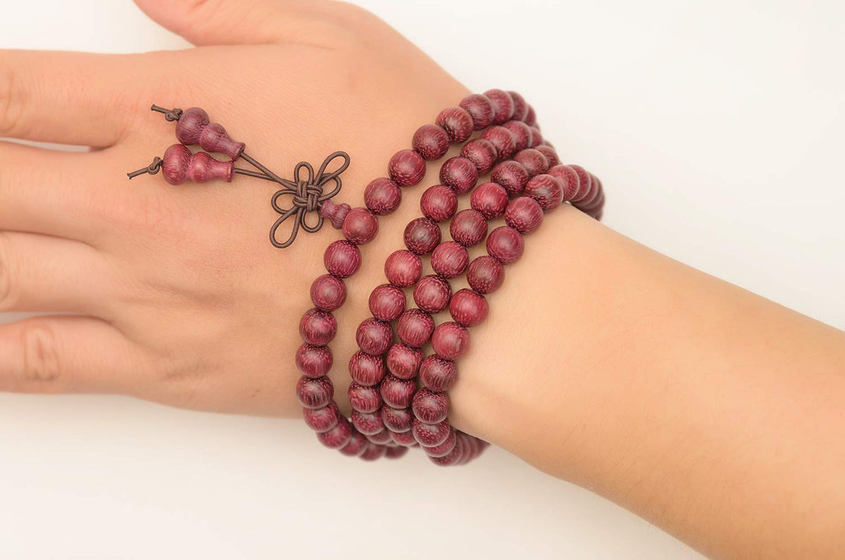 Mala Beads Bracelet 108 8mm Prayer Beads Meditation (8mm Violet Wood)