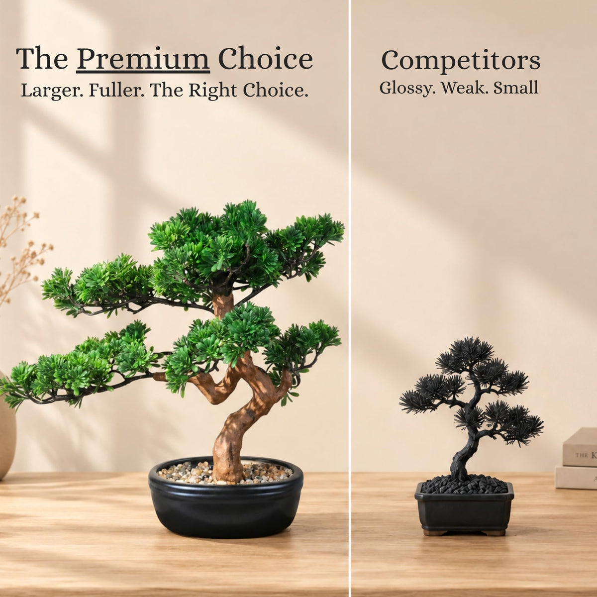 Artificial Bonsai Tree 16" Tall with Realistic Wood and Ceramic Pot (Boxwood)