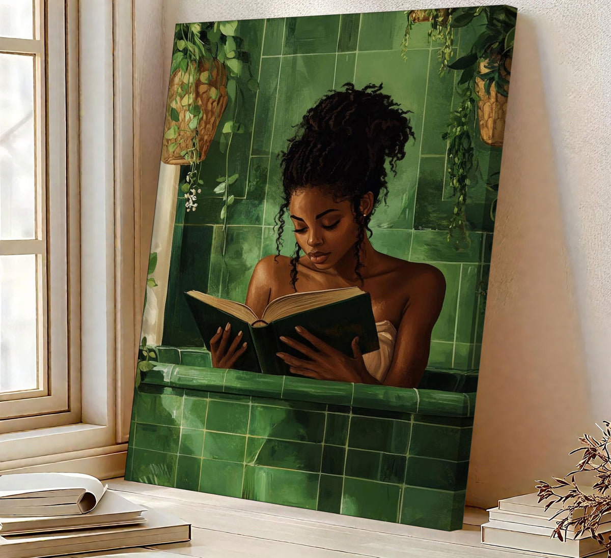 African American Woman Canvas Wall Art (Black Woman Bathroom / 24"L x 16"W)