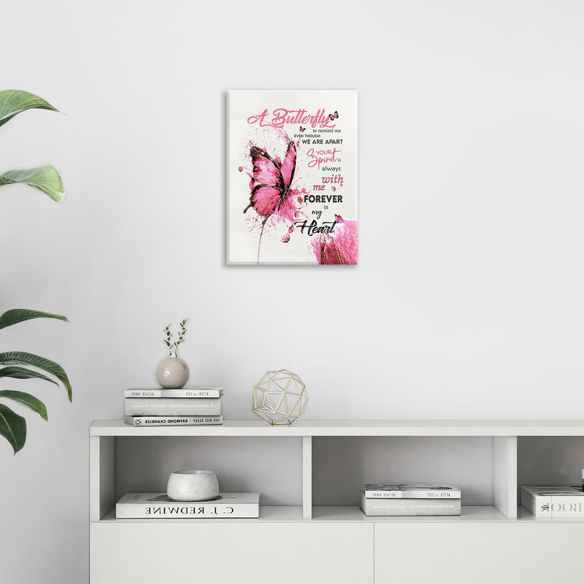 Pink Butterfly Wall Art Watercolor Bathroom Pictures Wall Decor Inspirational Quotes Canvas Prints Painting Framed Artwork Decoration for Bedroom Living Room Office 20"x16" (20"L x 16"W / Watercolor Butterfly-Pi)