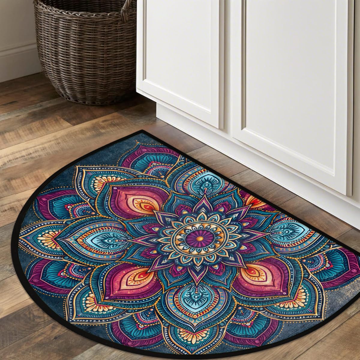Mandala Half Round Door Mat Semi Moon Rug Fireplace Carpet Area Rugs (Z:color:67)