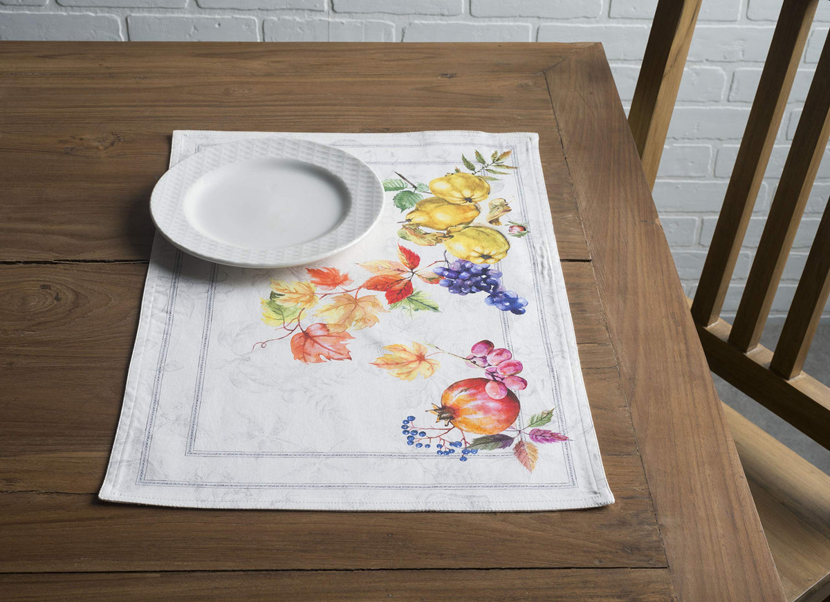 Placemats Set of 4 Reusable 100% Cotton (115 - Fruit D'hiver / 13" X 19" (Pack of 4))