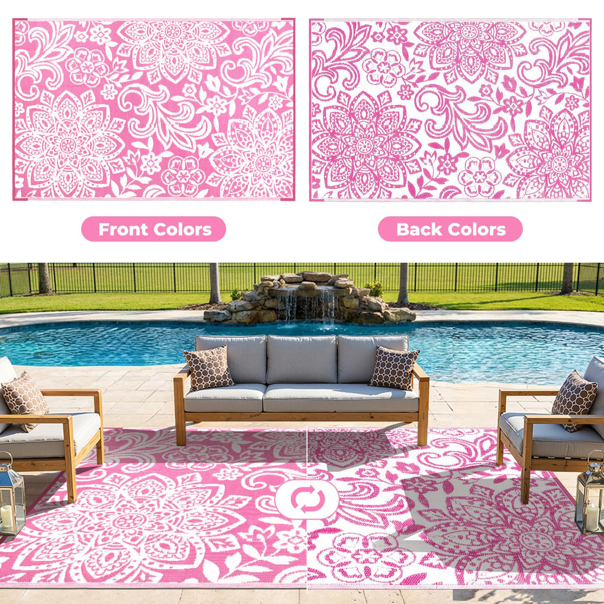 Waterproof Outdoor Rug 6' x 9' (Pink / 6' x 9')