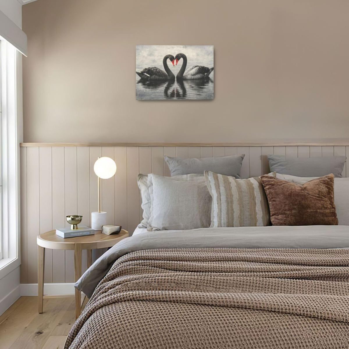 Black Swan Wall Art Vintage Canvas Wall Decor Swan Aesthetics Art Retro Pictures Painting Artwork Framed Decoration for Living Room Bedroom Bathroom Dining Room Office 16"x24" (Swan / 24L"×16W")