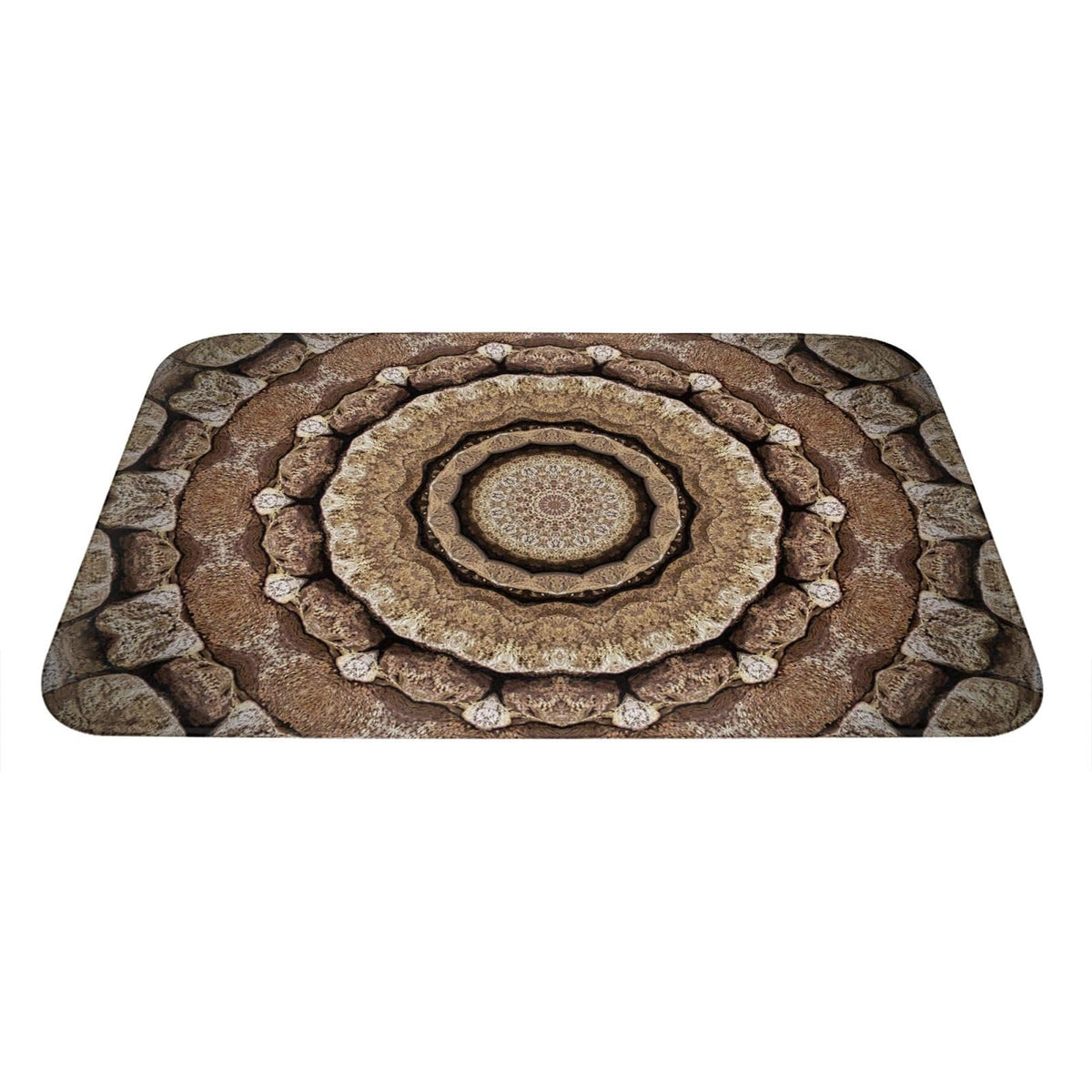 Mandala Stone Texture Bath Mat Non (1'4" x 1'11" (Rectangular) / Mandala Stone Texture)