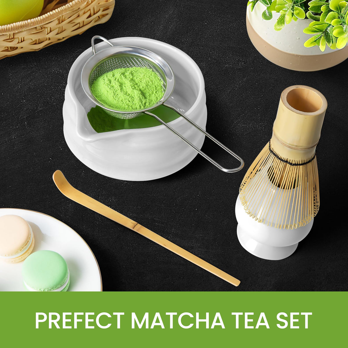 Matcha Whisk Set and Bowl (White)