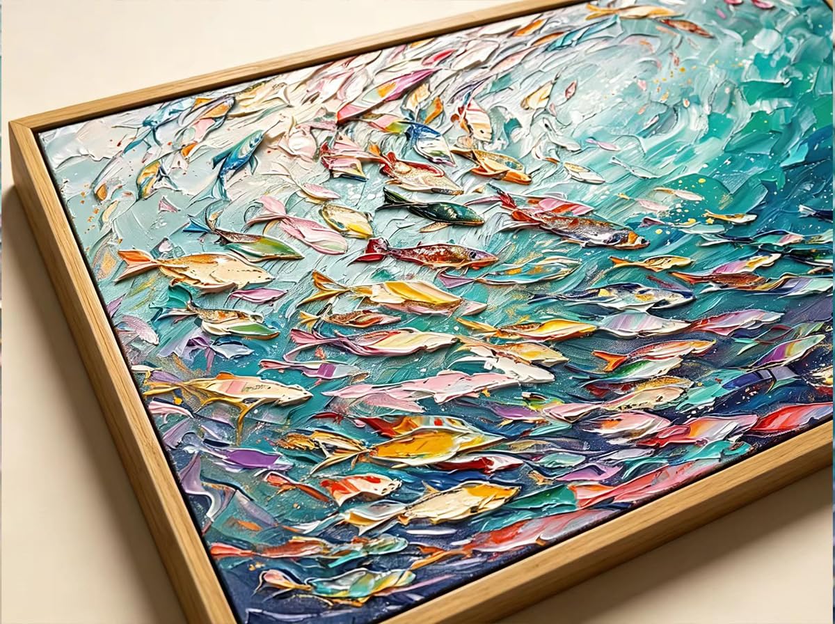 Abstract Ocean Wall Art (Fish / 32"L x 16"W)