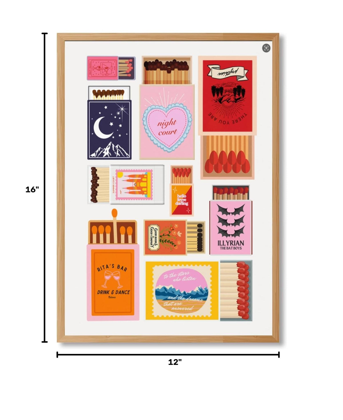 Framed Colorful Matchbox Canvas Wall Art Vintage Minimalist Matchbox Poster Painting Print Gift Retro Western Cowboy Cowgirl Modern Quirky Quote Artwork Aesthetic for Home Bar Decor 12x16inch (12"L x 16"W / Matchbox - Wood Frame)