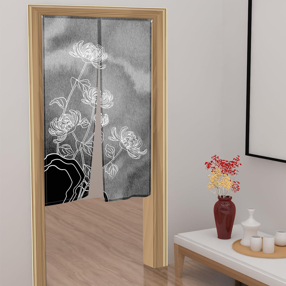 Japanese Noren Doorway Curtain (Grey)