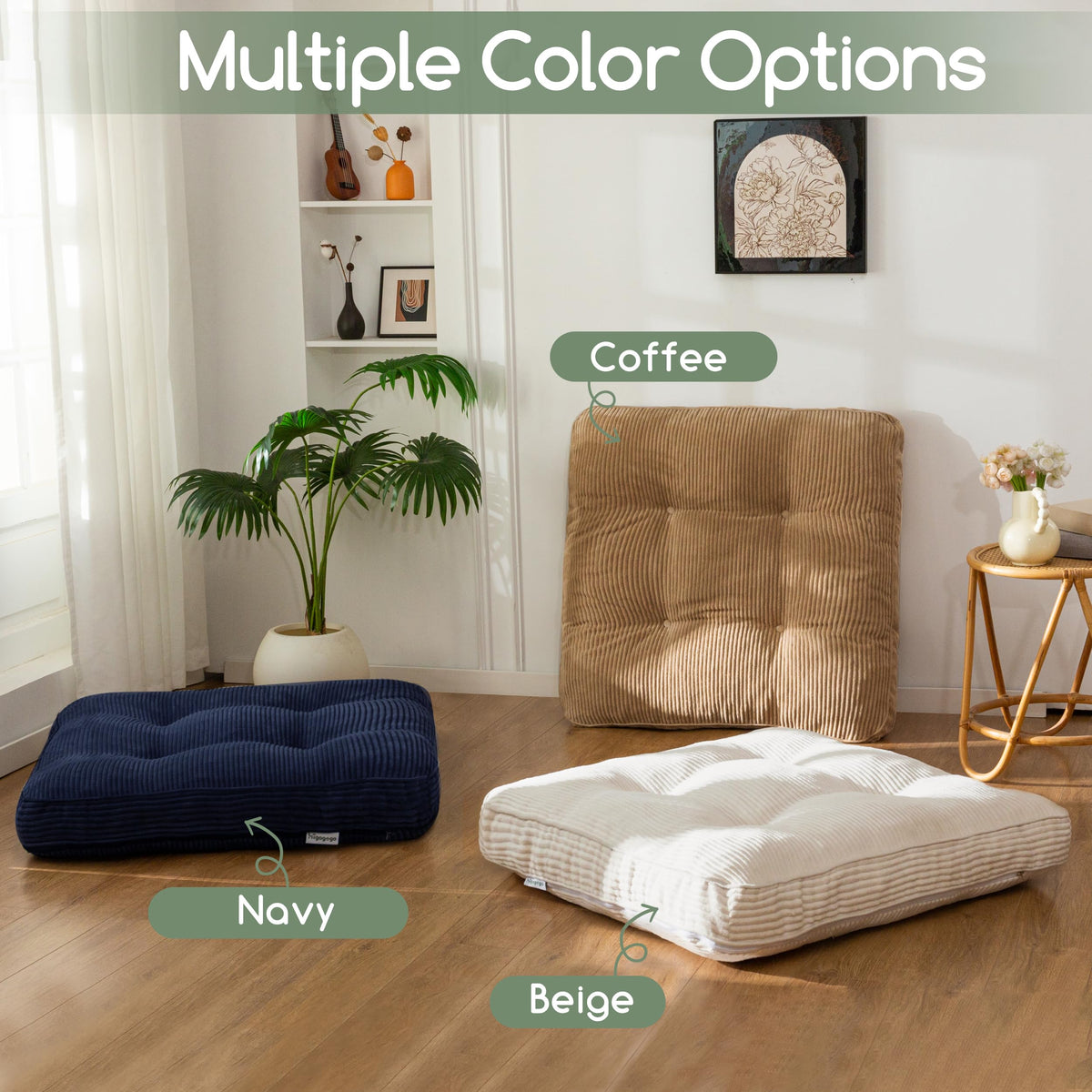 35" Floor Pillow Cushion for Adults (Coffee / 4" Thick Square)