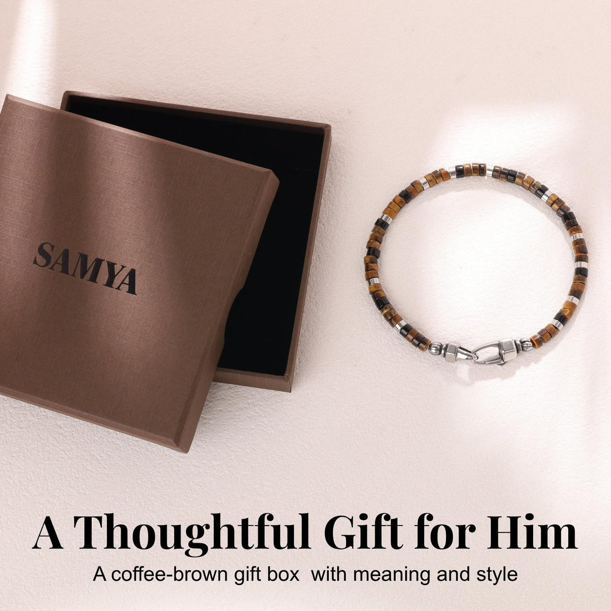 Men's Beaded Bracelet (Tiger Eye / 8.5")