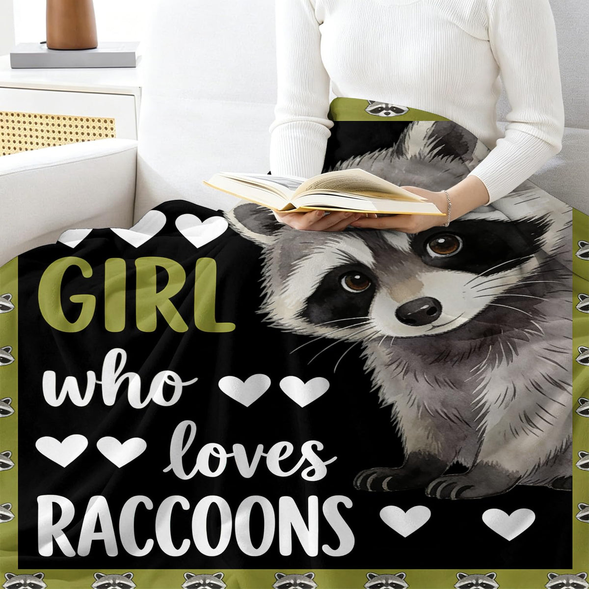 Raccoon Throw Blanket Cute Animal Raccoons Cozy Plush Flannel 40"X50" (Raccoon / 40"X50")