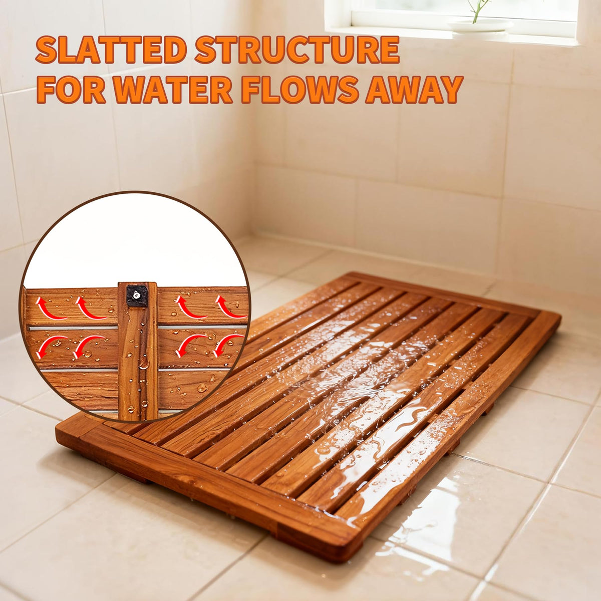 Teak Bath Mat (31.7" x 17.9" (Rectangular))