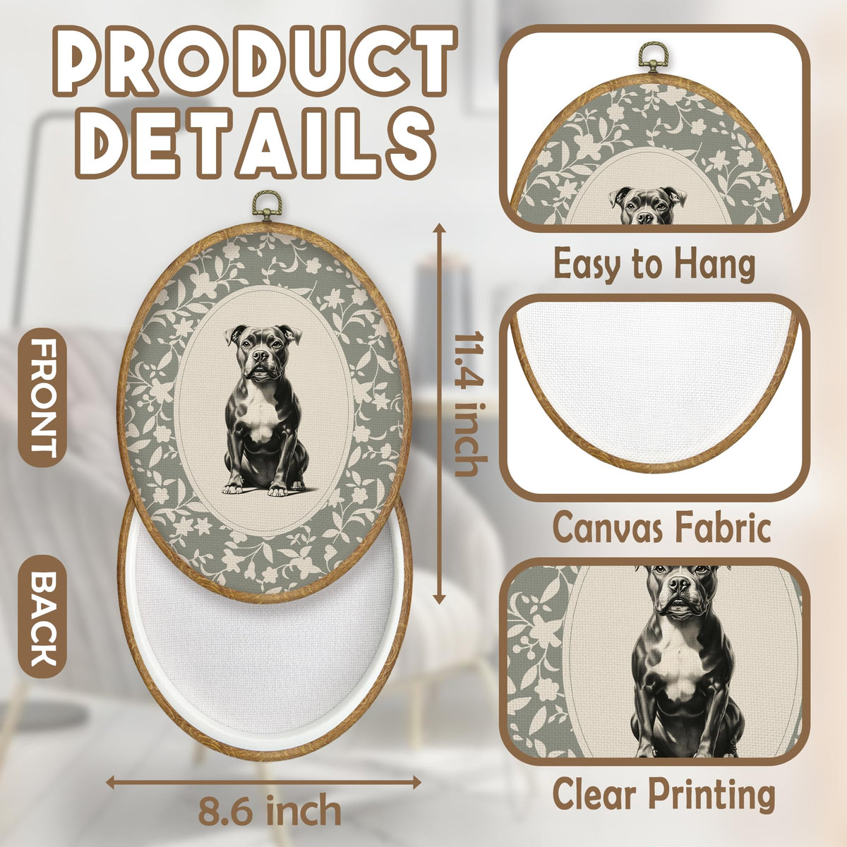 Staffordshire Bull Terrier Gifts Oval Wall Art Prints Decor 8.6x11.4 (Colour 62)
