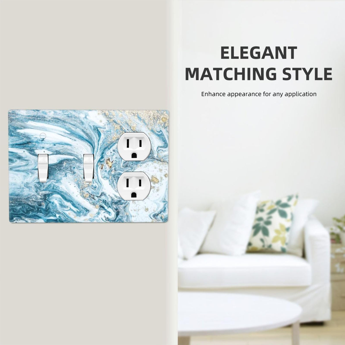 Turquoise Teal Blue Marble 3 Gang Combination 2 Toggle 1 Duplex Receptacle Outlet Covers Light Switch Cover Combo Wallplate Decorative Faceplate (Turquoise Teal Blue Marble / 3 Gang 2 Toggle 1 Duplex)