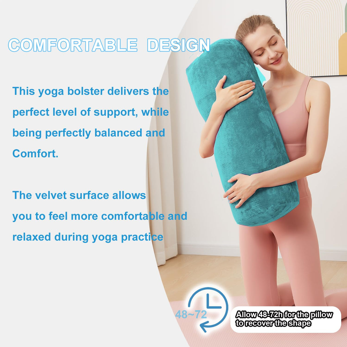 Yoga Bolster Pillow for Restorative & Yin Yoga (Green / 27IN /68CM)