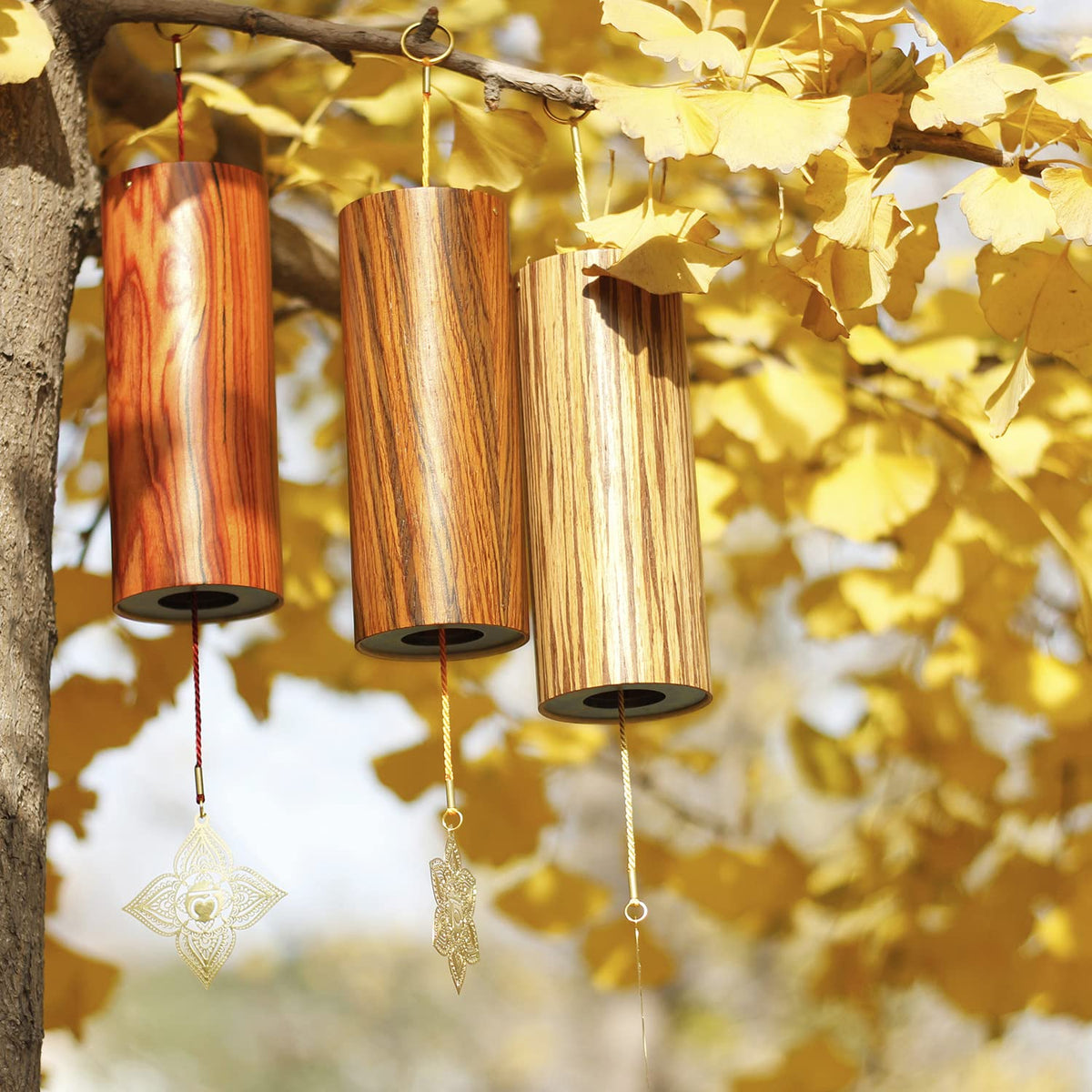 Chakra Chimes Natural Bamboo Wind Chimes Meditation Chord Windchime Wind Bell for Home Decoration Zen Mindfulness Crown Chakra (Crown)