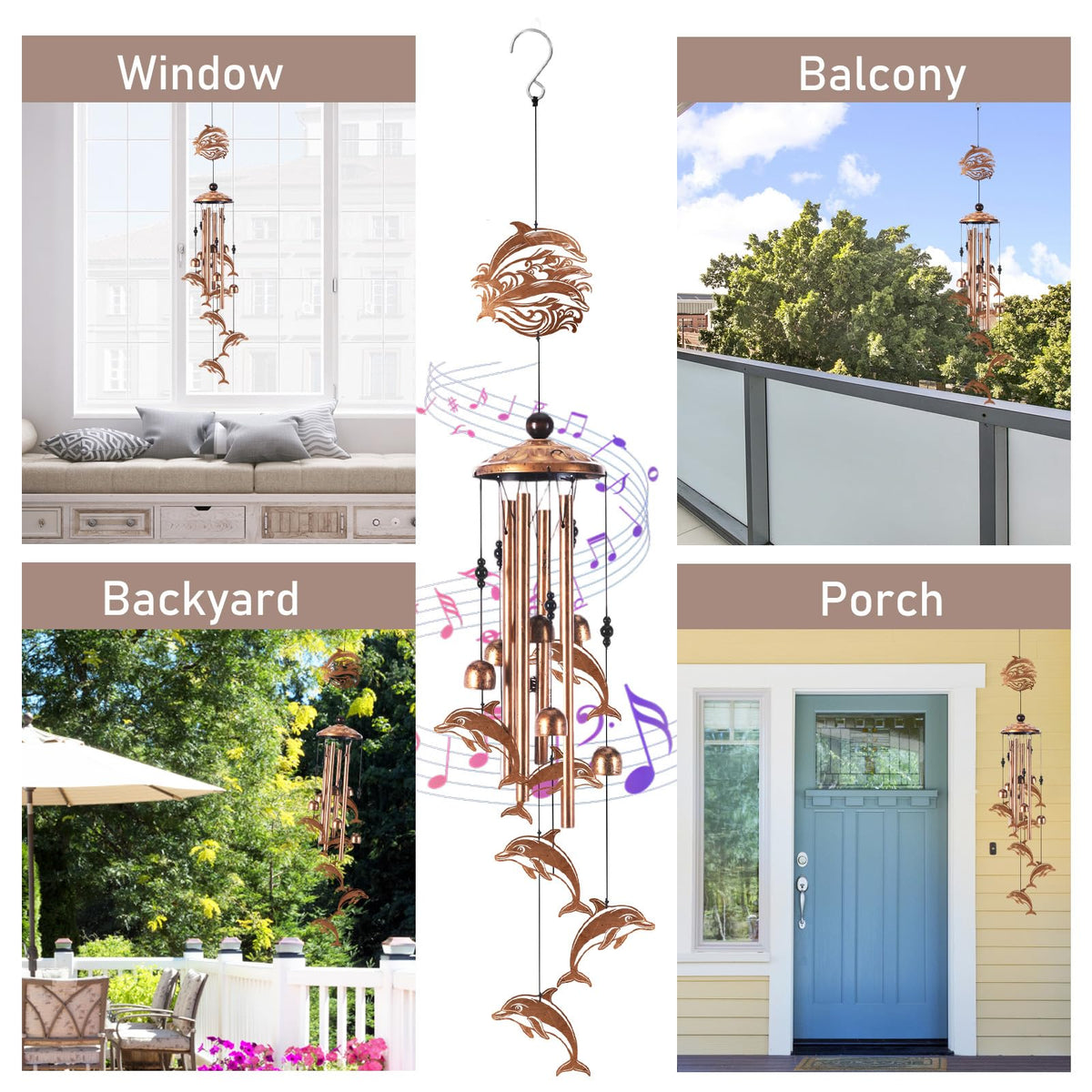 Dolphin Wind Chimes for Outside (Dolphin)