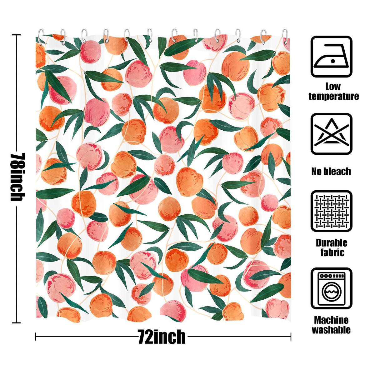 Peach Shower Curtain (Peach / 72"W x 78"L (Pack of 1))