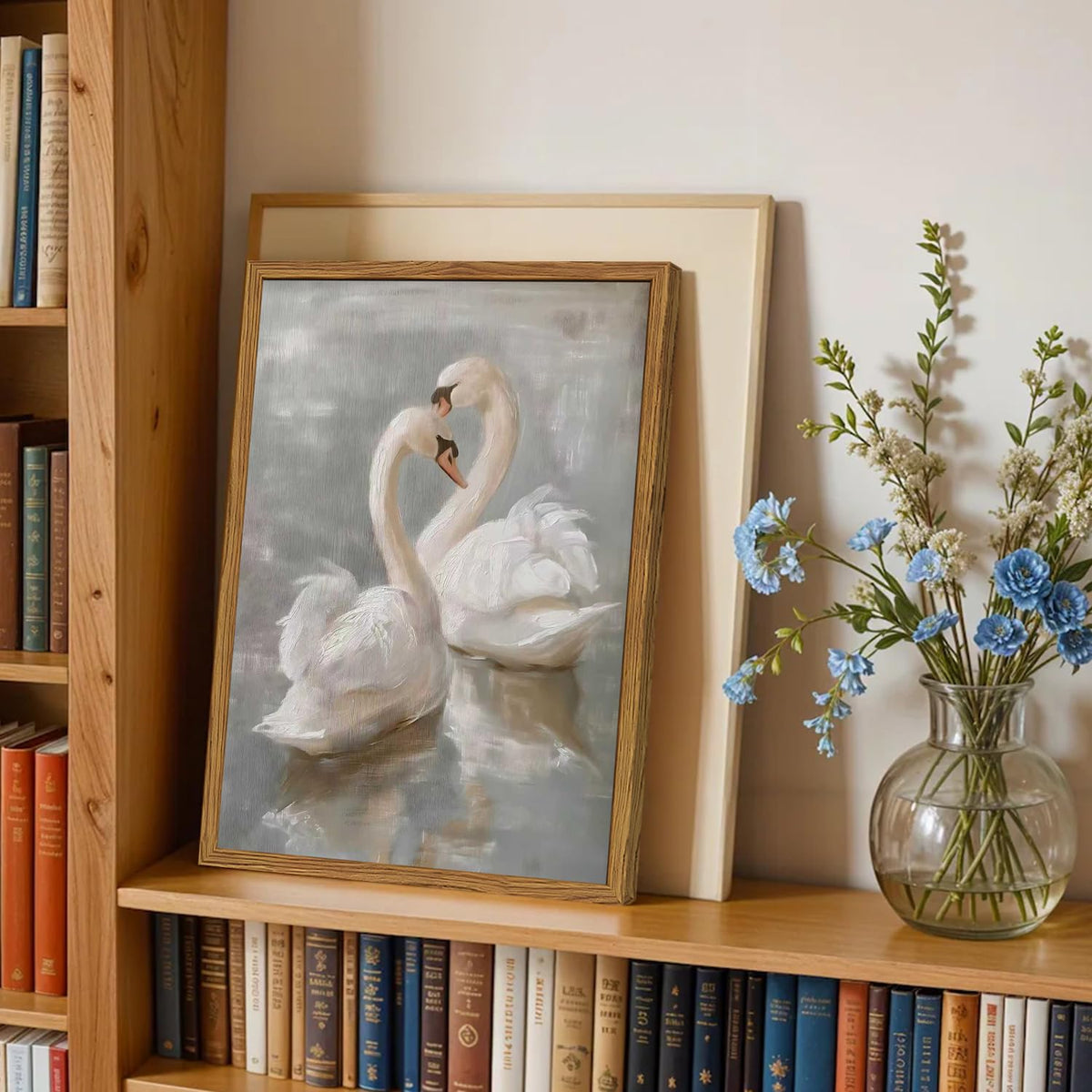 Framed Vintage Swan Canvas Wall Art (Swan / 16"L x 12"W)
