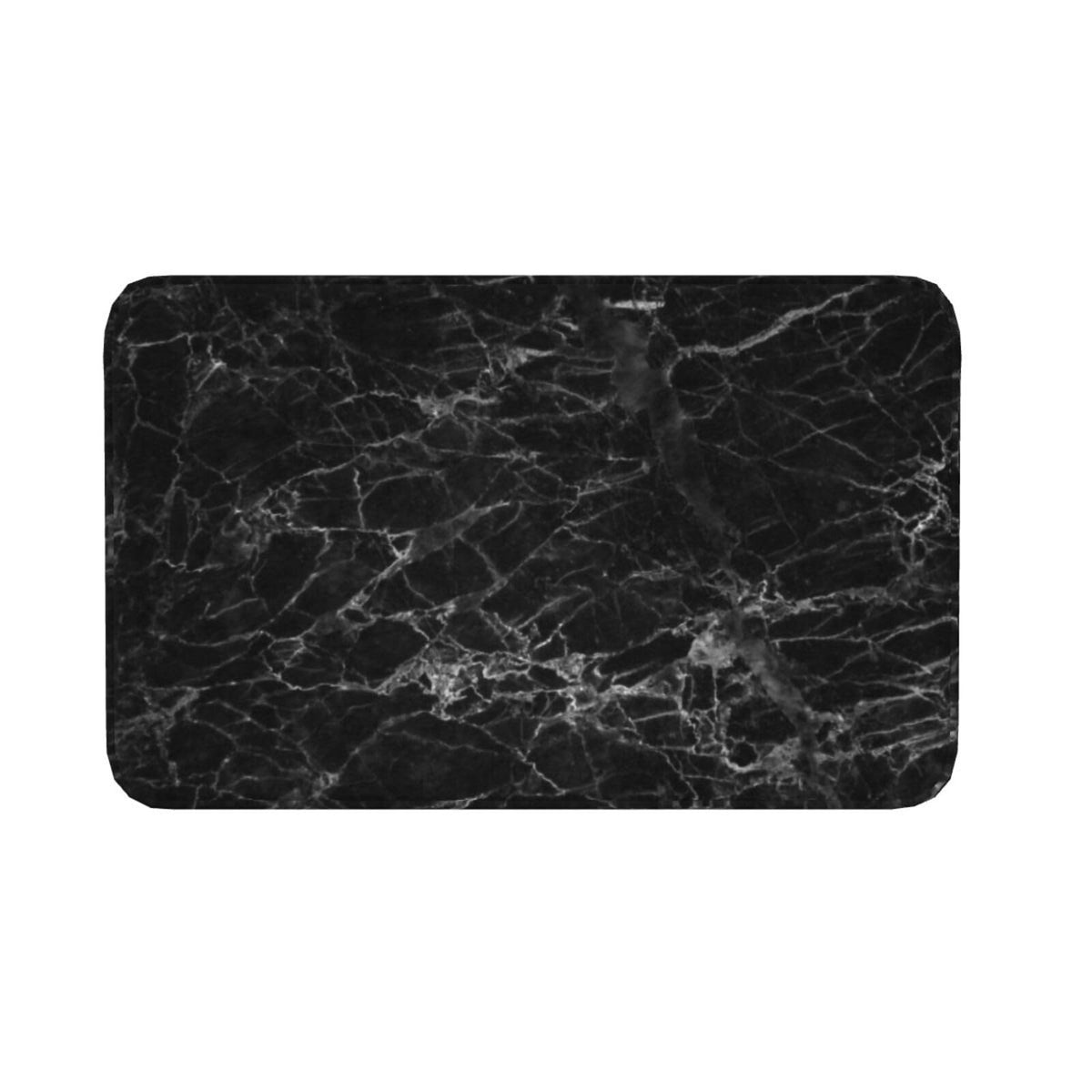 Black Glass Texture Marble Bath Mat Non (1'8" x 2'8" (Rectangular) / Black Glass Texture Marble)