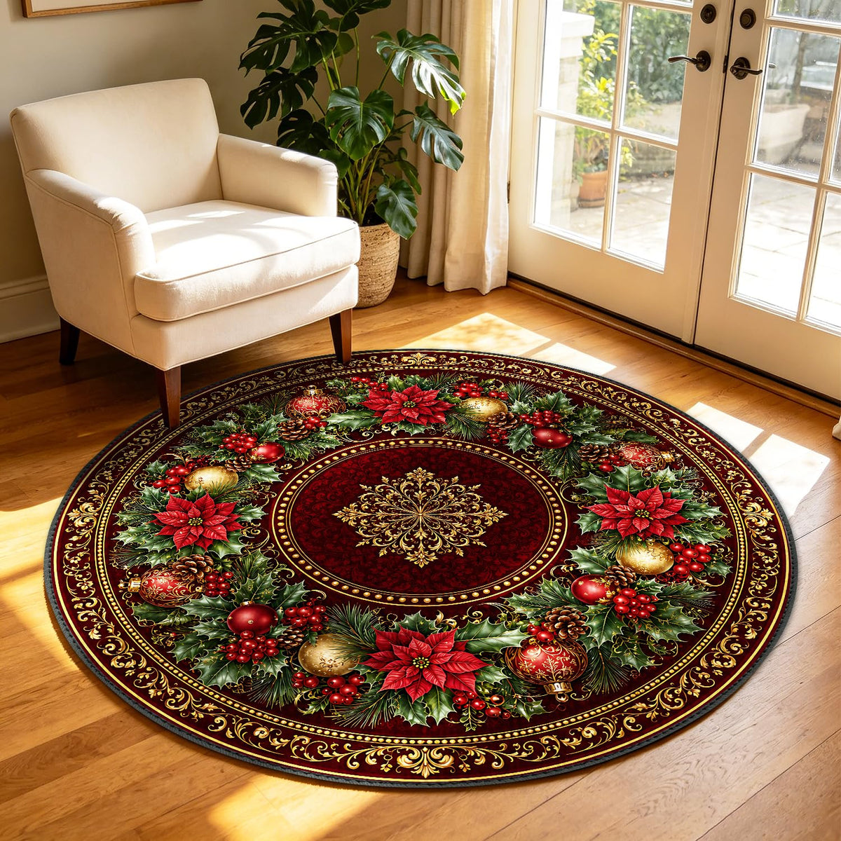Christmas Round Rug 4ft (116 / 4' (Round))