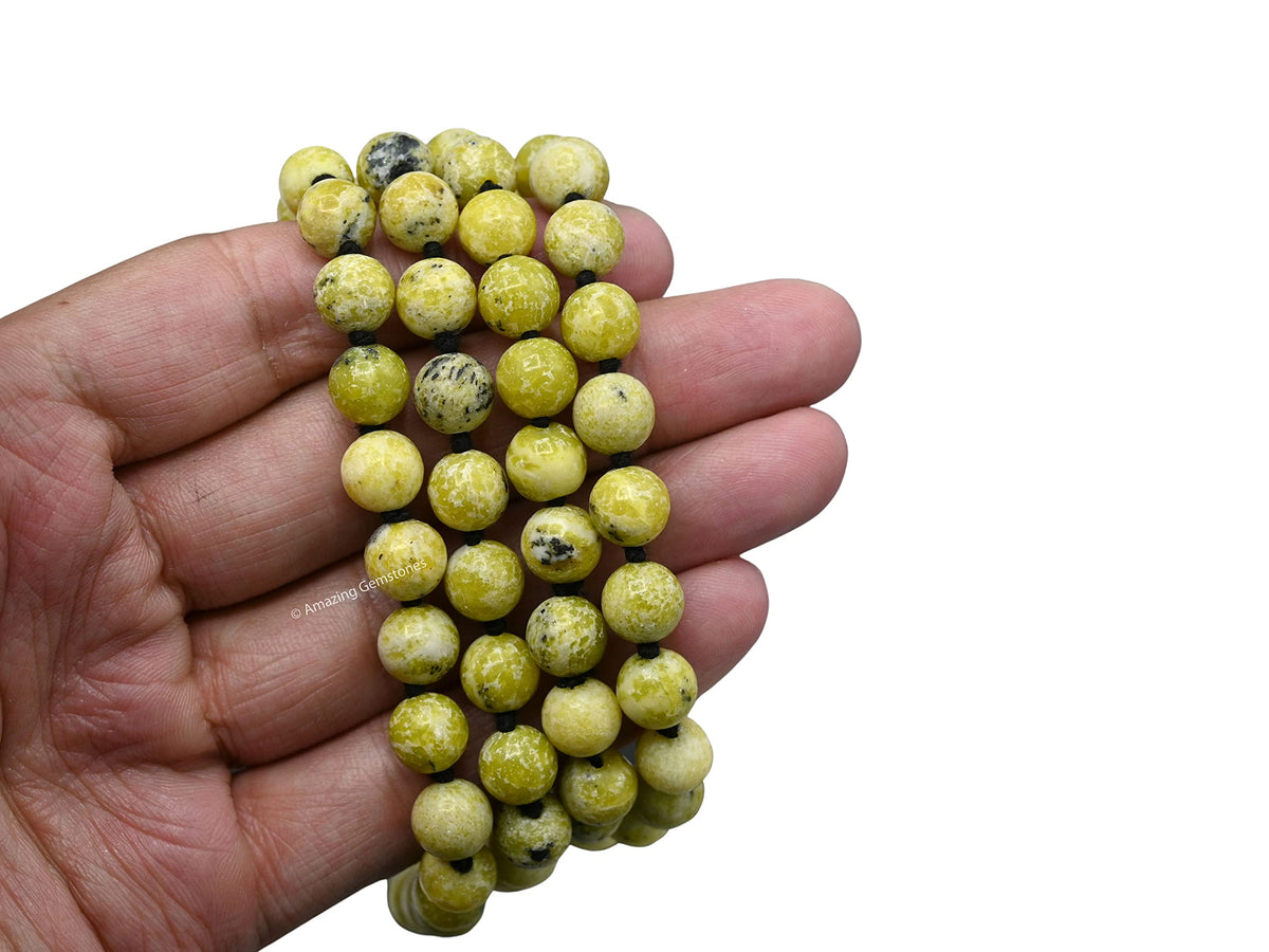 Serpentine Buddhist Prayer Beads Japa Mala with 108 Meditation Beads (Hand Knotted / Serpentine)