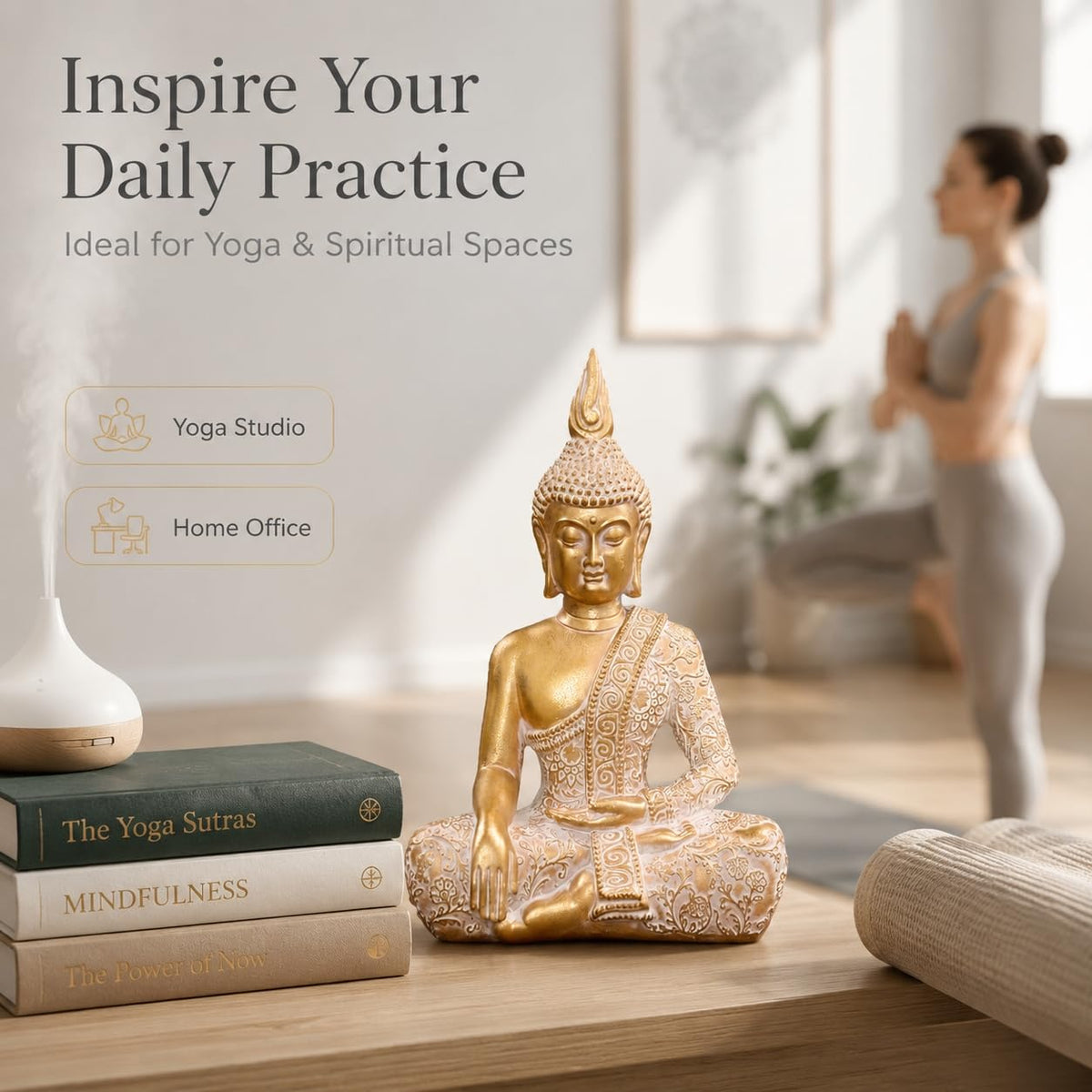 Gold Buddha Statue7.87 Inch for Home Decor (Gold)