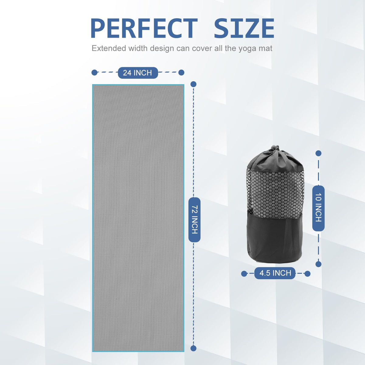 2 Pack Hot Yoga Towel with Grip Dot (Grey)