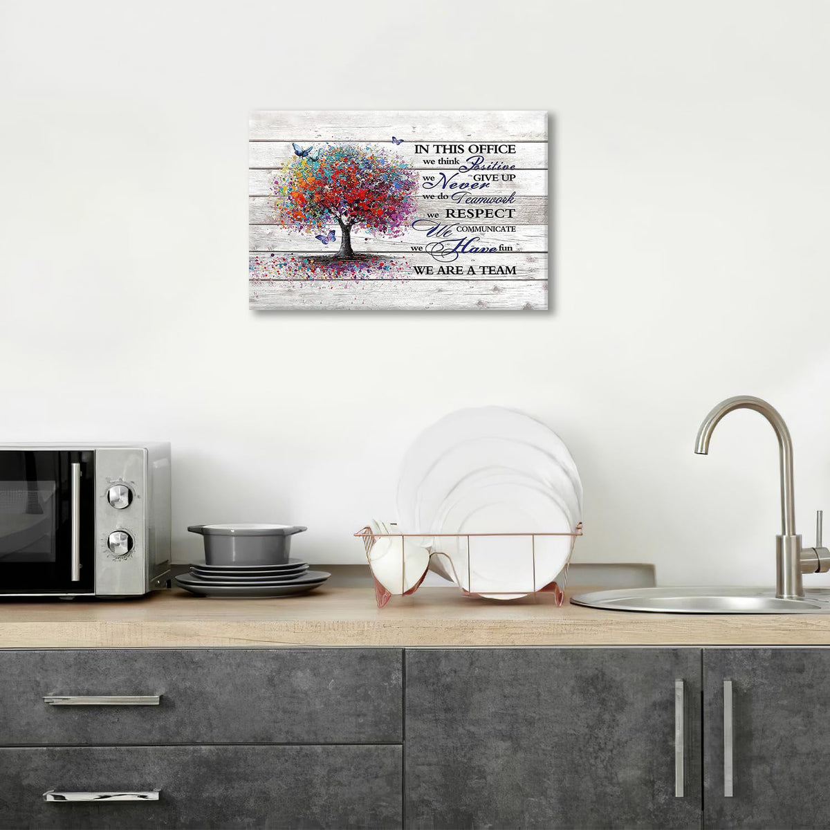 Office Inspirational Wall Art Motivational In This Office Quotes Pictures Wall Decor We Are A Team Canvas Prints Painting Framed Artwork for Teamwork Office 24"x16" (24"L x 16"W / Teamwork-1)