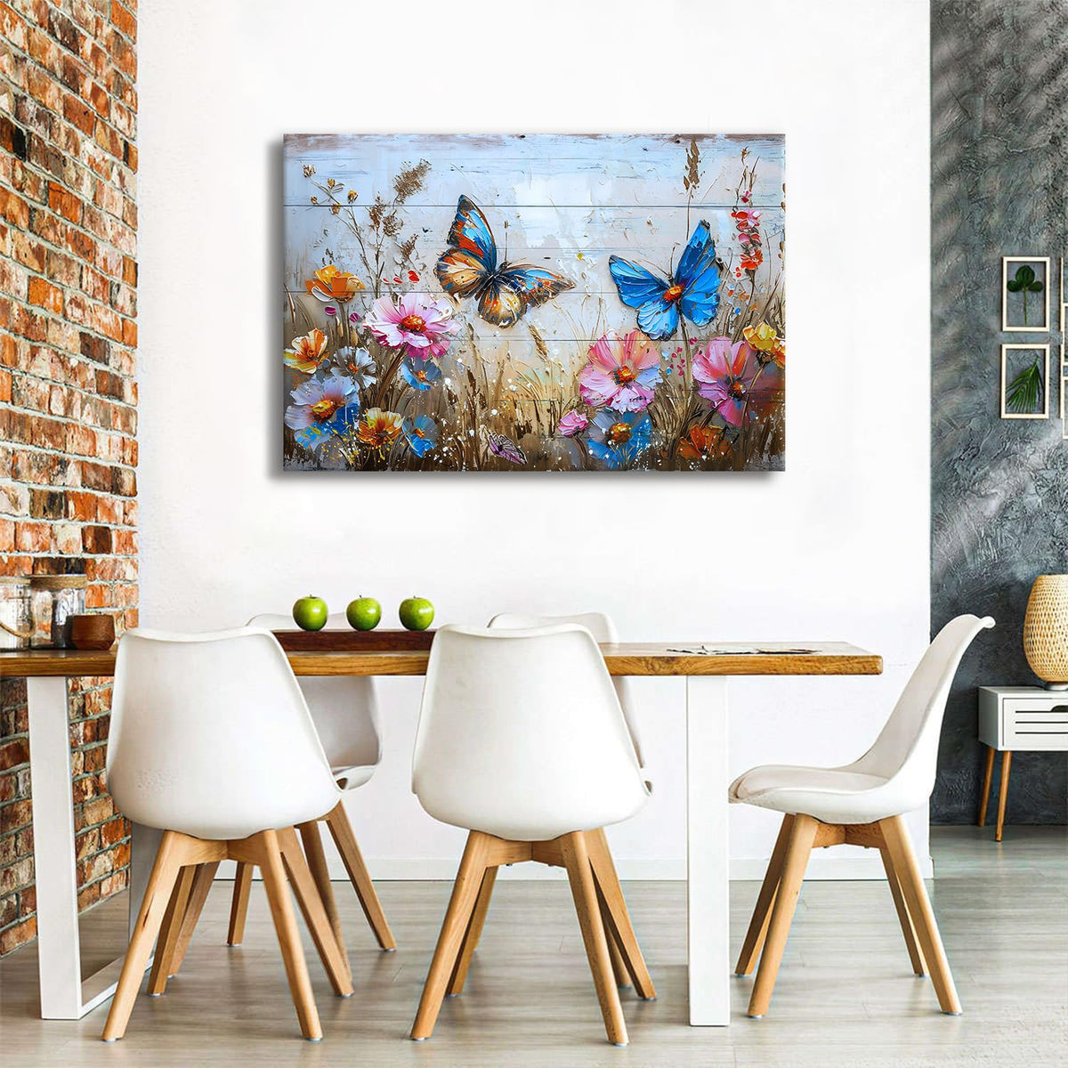 Wildflower Canvas Wall Art Butterfly Wall Decor for Bedroom Colorful Flowers Landscape Pictures Abstract Nature Floral Painting Artwork for Kitchen Living Room Home Decoration 32x48" (48"L x 32"W / Butterfly)