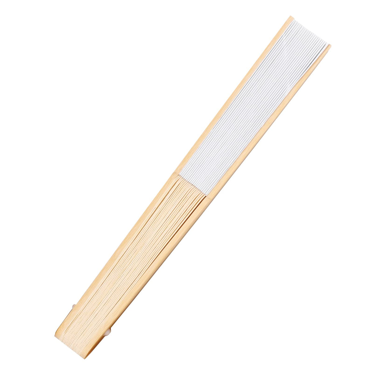 50pcs Paper Hand Fan with Organza Bags Bamboo Handheld Folding Fans DIY Decorative Wedding Party Favors (White)