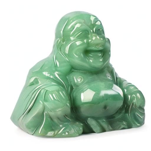 2 Inch Crystal Happy Buddha Statue Hand Carved Laughing Feng Shui Figurines for Good Luck Wealth Happiness Home Decor Gifts (2 inch / Green Aventurine)