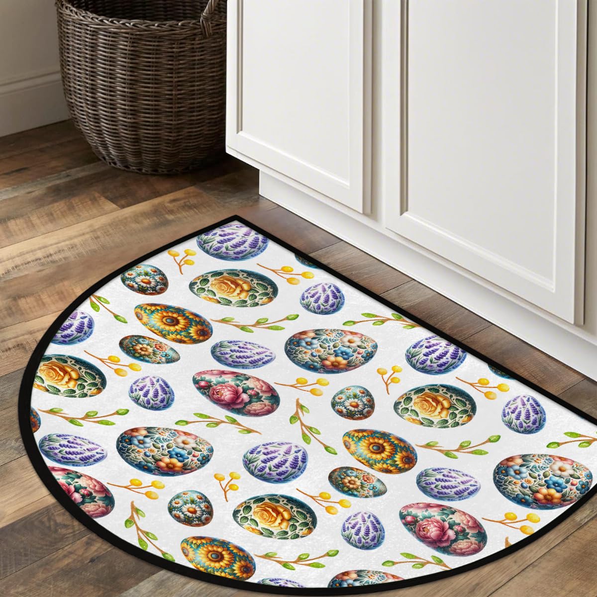 Egg Half Round Door Mat Semi Moon Rug Fireplace Carpet Area Rugs (Color7)
