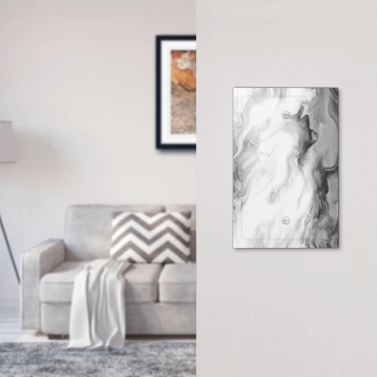 White Black Grey Ombre Marble Decorative 1 (White Black/Grey Ombre Marble / 1-Gang Blank)