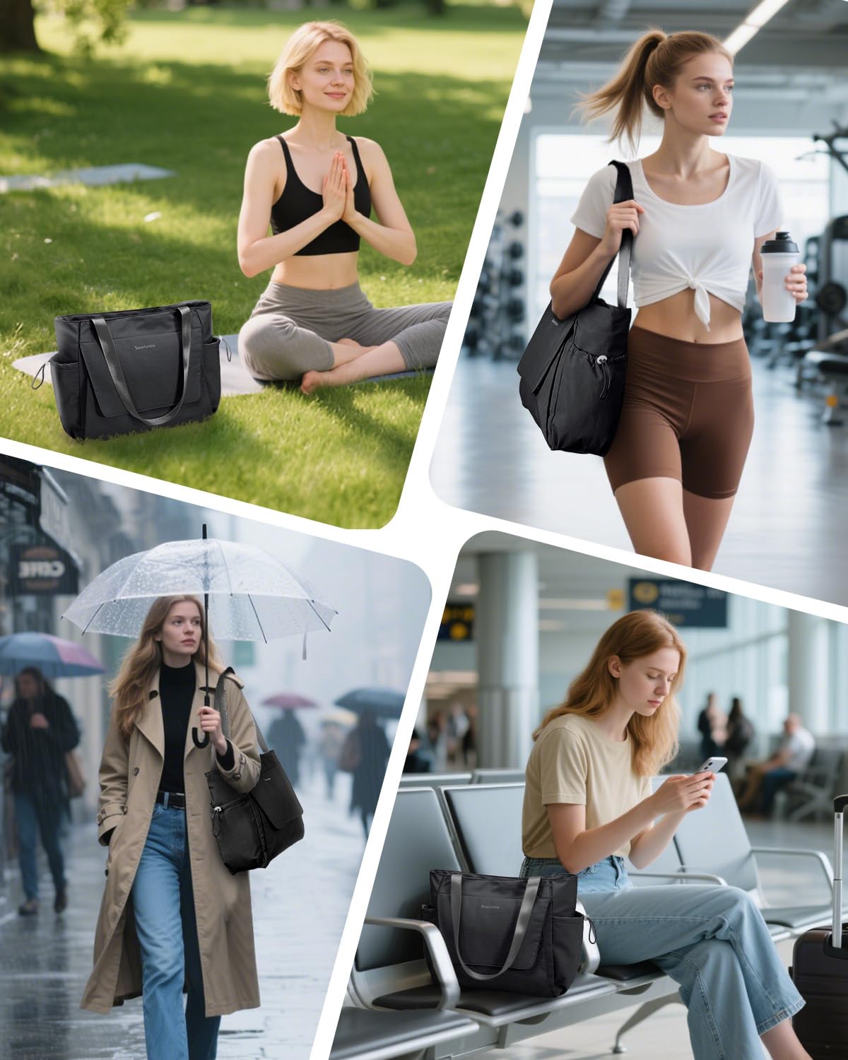 Yoga Mat Bag Waterproof Tote Gym Bag Mat Carrier W (Black)