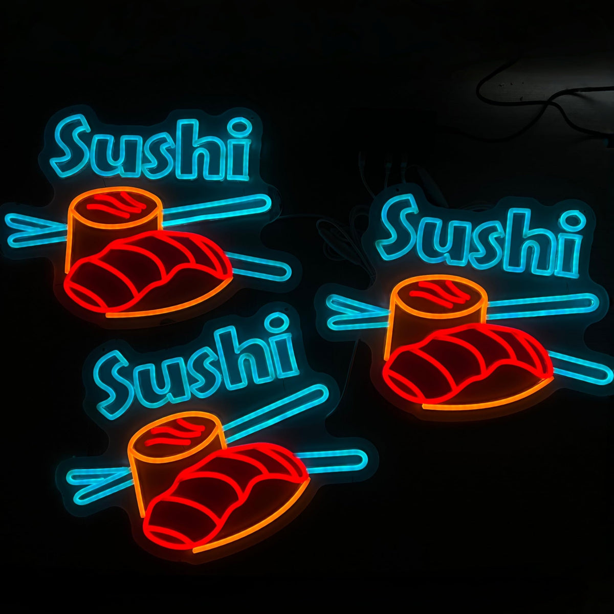Sushi Neon Sign Japanese Izakaya Food LED Wall Decor (Sushi-Ice Blue)